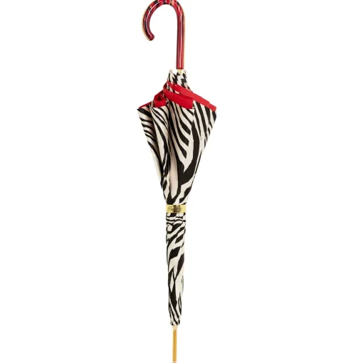 Ombrello con manico in acetato Zebra rossa