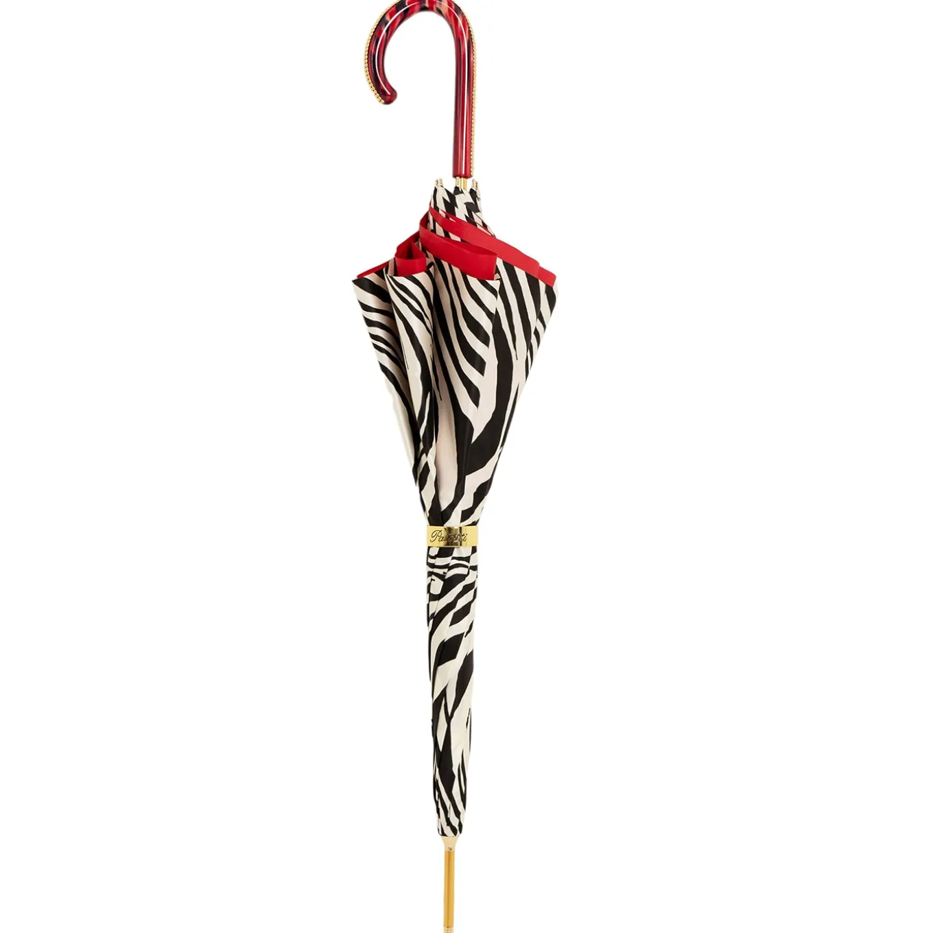 Ombrello con manico in acetato Zebra rossa