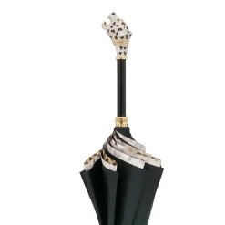 Ombrello nero con manico di giaguaro