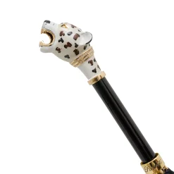 Ombrello nero con manico di giaguaro