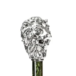 Ombrello Verde con Manico a Leone d'Argento