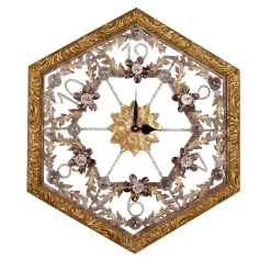 Orologio da parete ottagonale floreale dorato