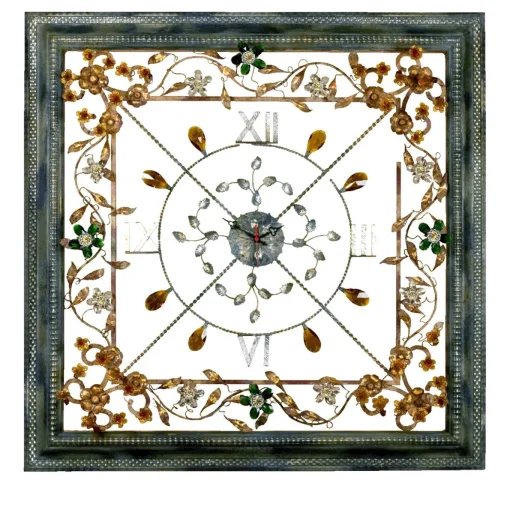 Orologio da parete quadrato floreale policromo