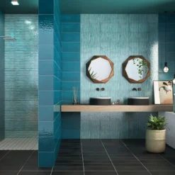 Ot Palau Pavone Pigeon-Blue Set di 24 piastrelle quadrate