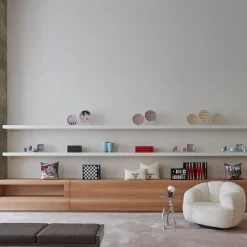 Panca Ever in Persian Grey e cuscini in pelle