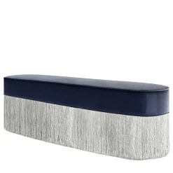 Panchina con frange blu e argento