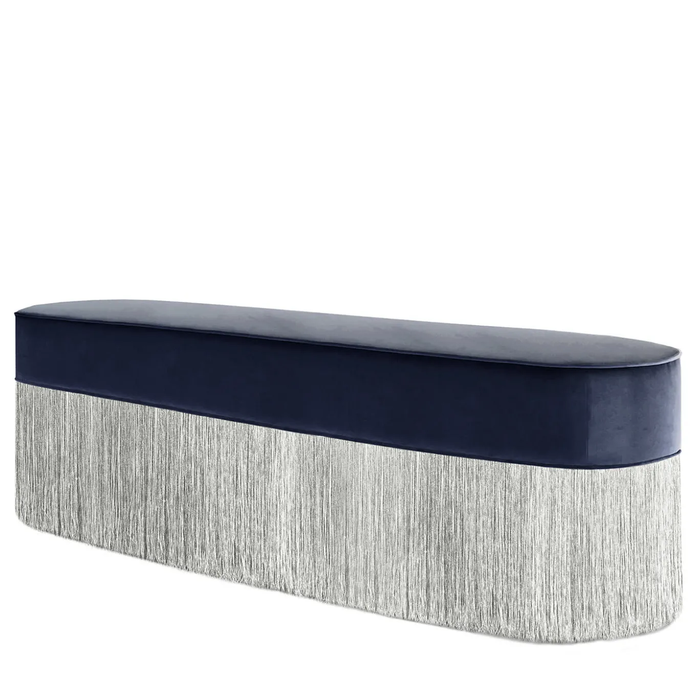 Panchina con frange blu e argento