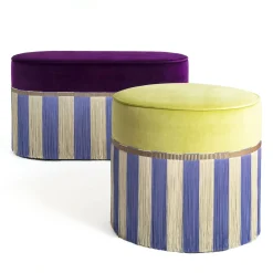 Panchina geometrica Couture Riga ovale viola e lilla