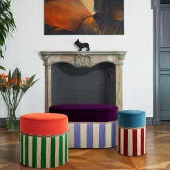 Panchina geometrica Couture Riga ovale viola e lilla