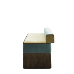 Panchina in velluto verde giallo Tria con frange