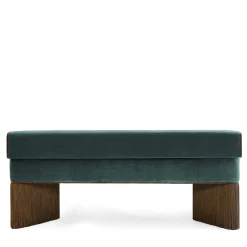 Panchina in velluto verde giallo Tria con frange