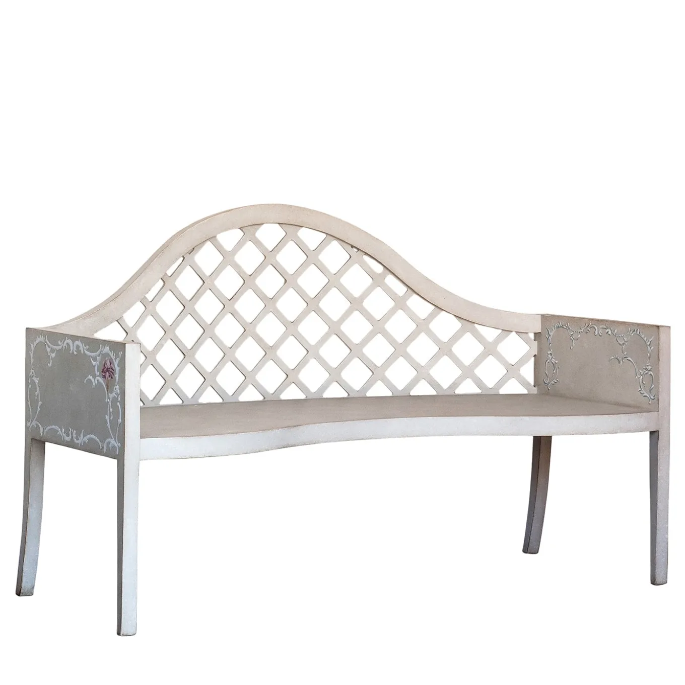 Panchina Lavaredo Settee Textural White and Tulips Decors