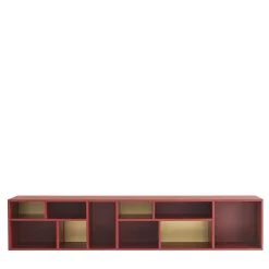 Pangea - Pensile grande in ottone e rosso marsala