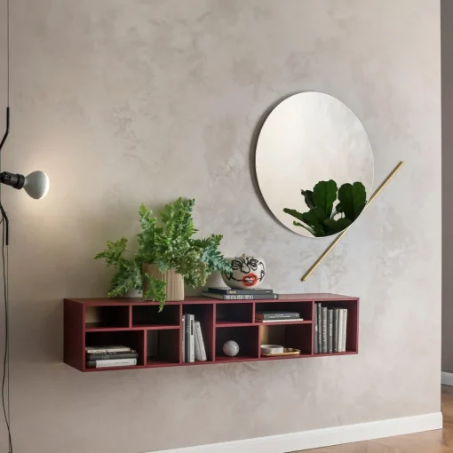 Pangea - Pensile grande in ottone e rosso marsala