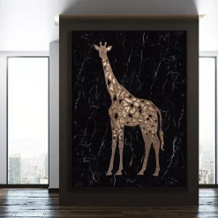 Pannello Spotted Savannah in Marmo Nero Marquinia e Pelle