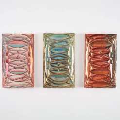 Piastrella Decorativa Rettangolare in Ceramica con Lustro Verde