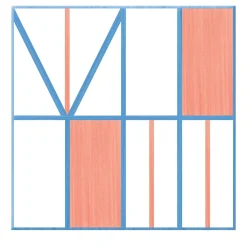 Piastrella La Facciata In Ceramica Corallo E Blu Motivo Geometrico