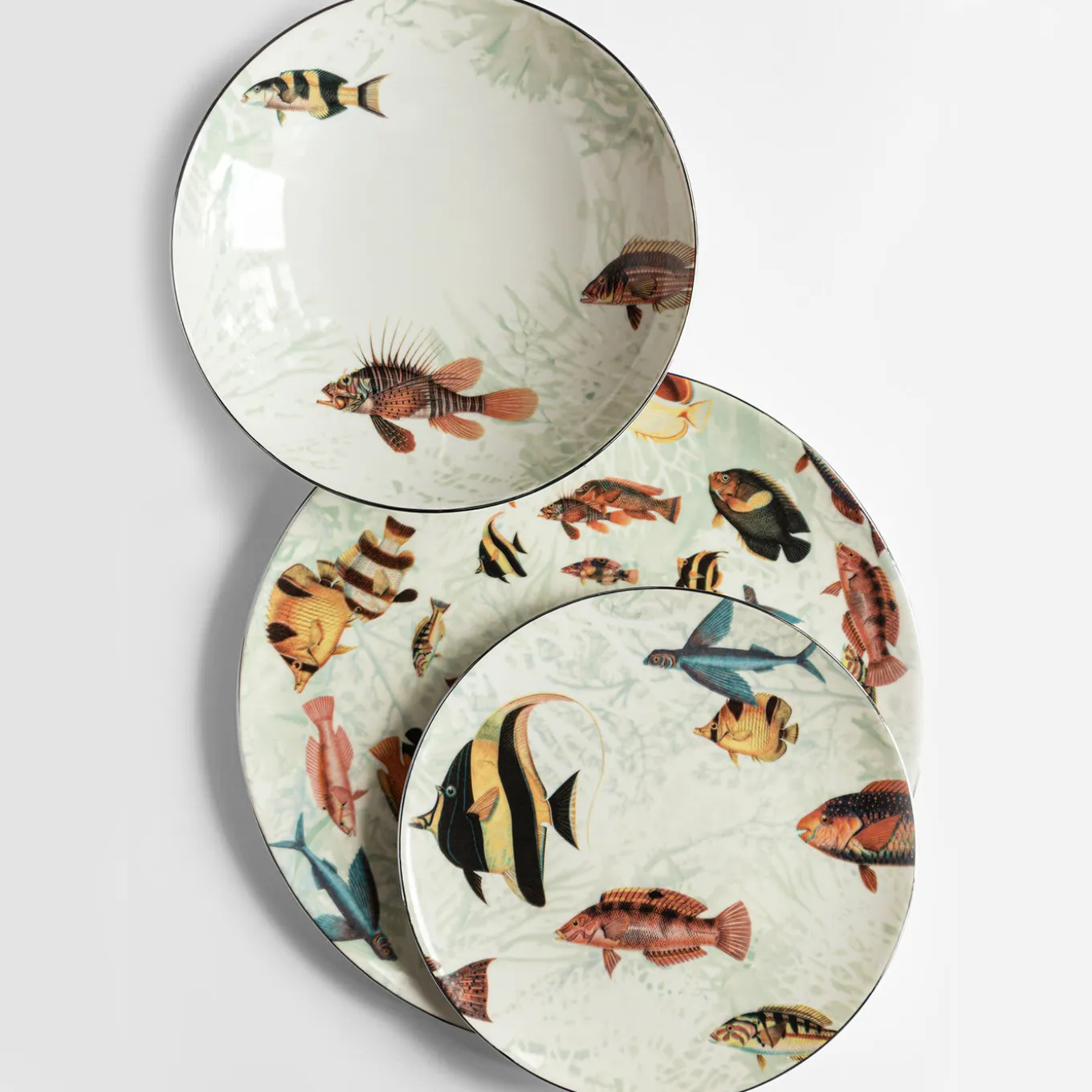 Piatto da minestra in porcellana Amami con pesci tropicali #4