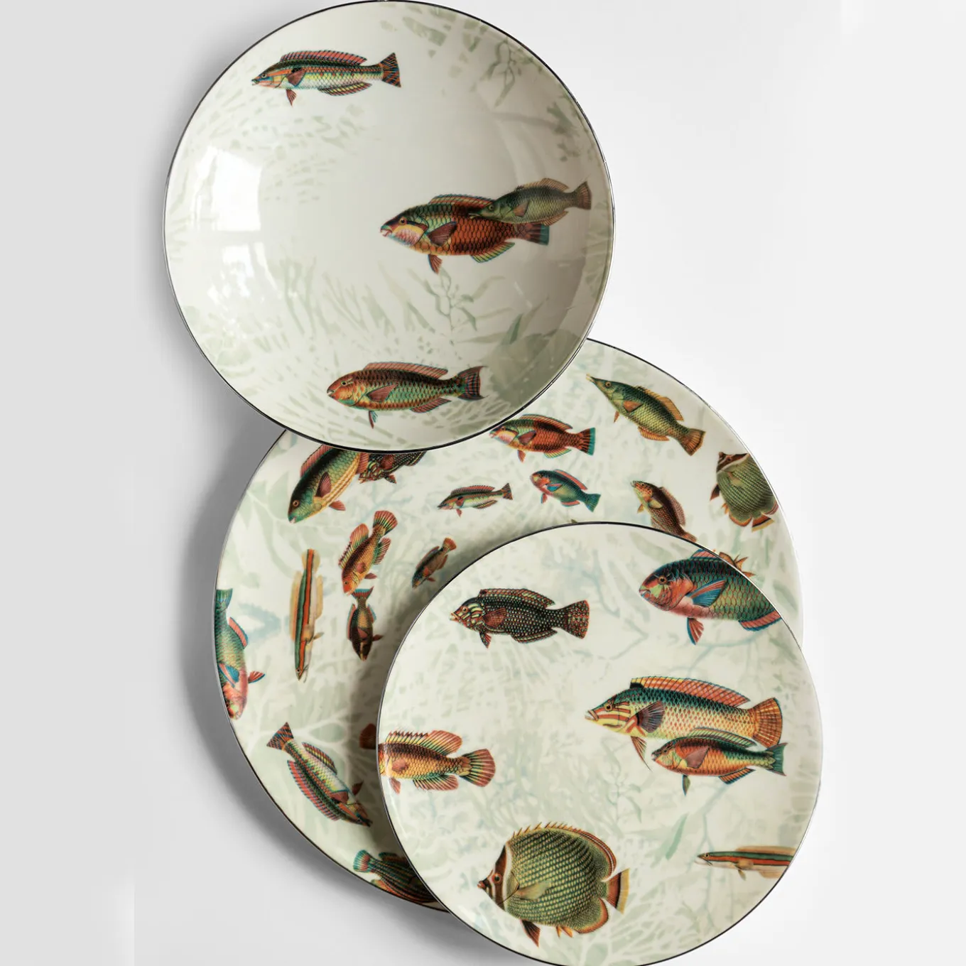 Piatto da minestra in porcellana Amami con pesci tropicali #3