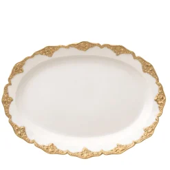 Piatto da portata ovale Irene bianco e oro