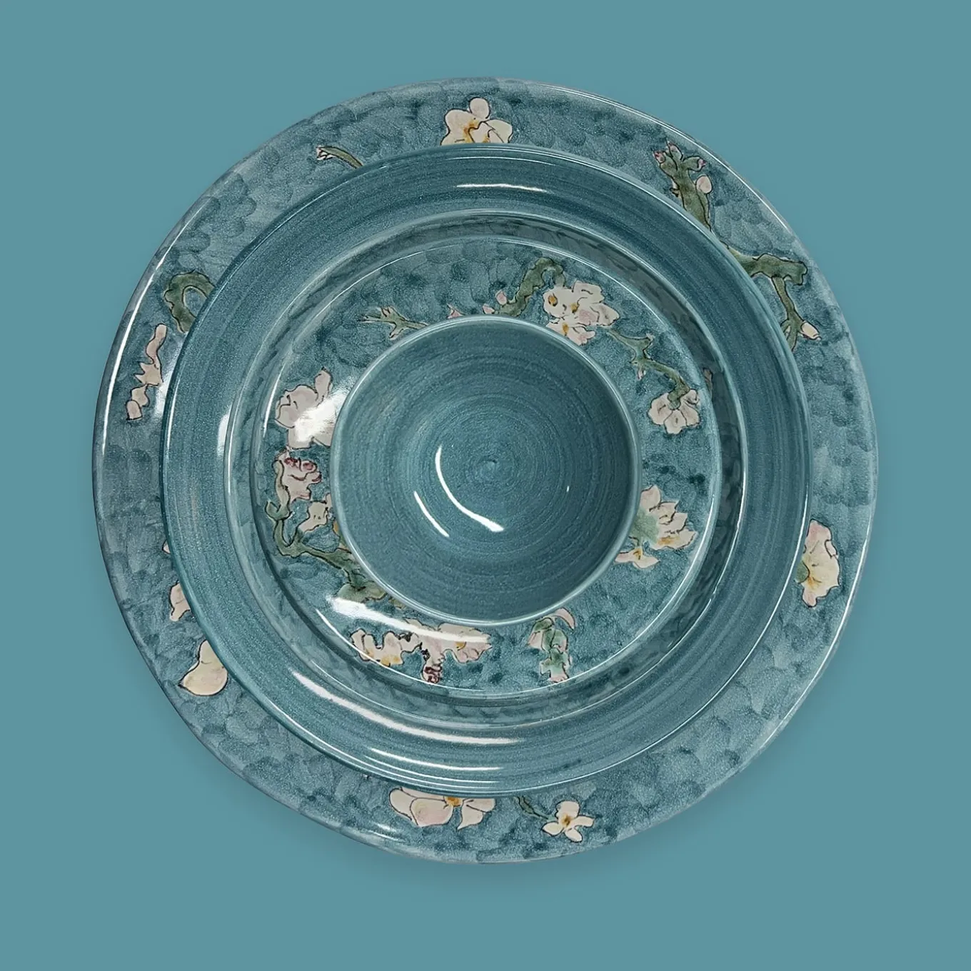 Piatto da portata verde "Fiori di Mandorlo" di Van Gogh