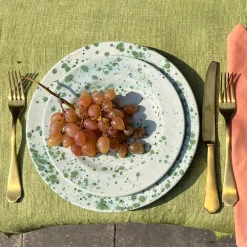 Piatto da portata verde screziato alle erbe