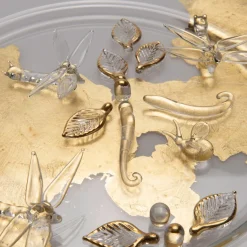 Piatto Decorativo da Cena in Vetro Dorato Aurora Libellula