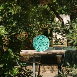 Piatto decorativo in ceramica verde e acqua