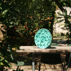 Piatto decorativo in ceramica verde e acqua