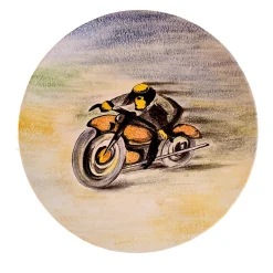 Piatto Decorativo Motociclisti in Ceramica
