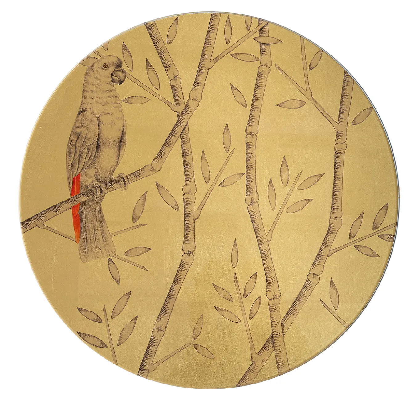 Piatto Decorativo Pappagallo Soggetto IV Oro