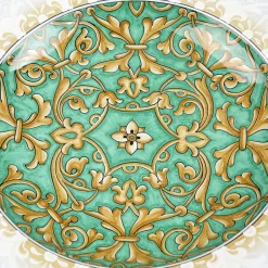 Piatto Decorativo Rotondo Aquamarine Damask