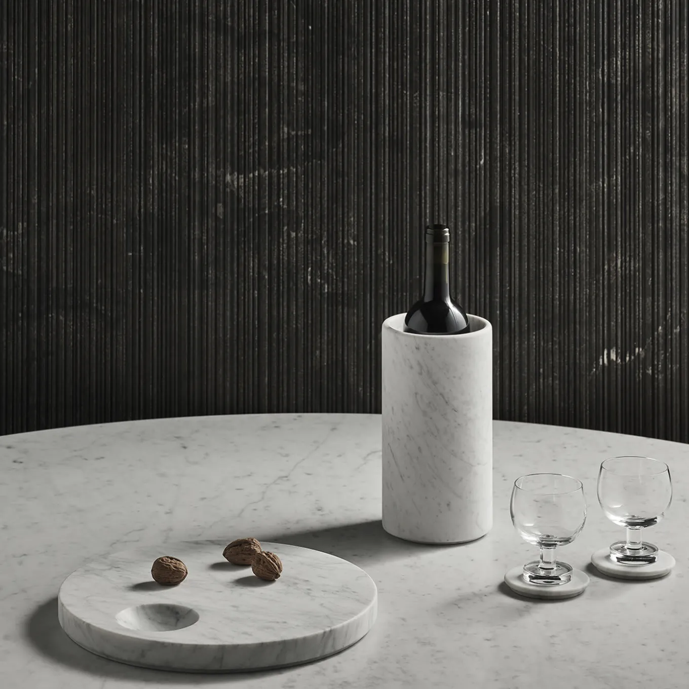 Piatto Ellipse in marmo di Carrara