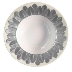 PIATTO FONDO CON BORDO A PAVONE - ARGENTO