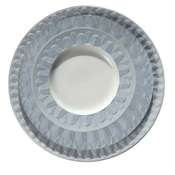 PIATTO FONDO CON BORDO A PAVONE - AZZURRO