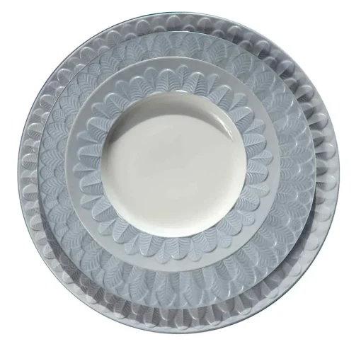 PIATTO FONDO CON BORDO A PAVONE - AZZURRO
