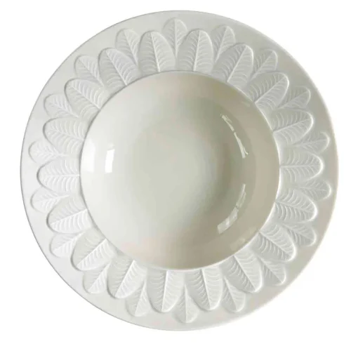 PIATTO FONDO CON BORDO A PAVONE - BIANCO #3