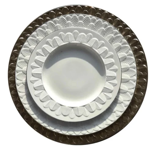 PIATTO FONDO CON BORDO A PAVONE - BIANCO #3