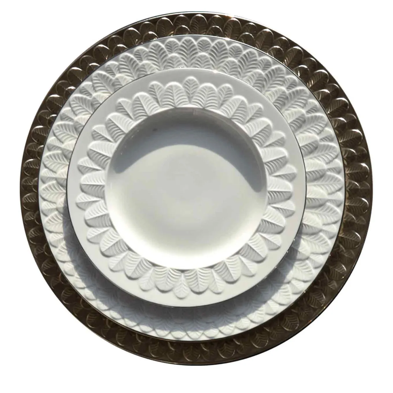 PIATTO FONDO CON BORDO A PAVONE - BIANCO #3