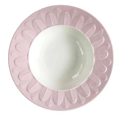 PIATTO FONDO CON BORDO A PAVONE - ROSA