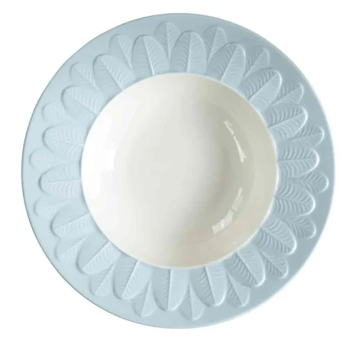 PIATTO FONDO CON BORDO A PAVONE . AZZURRO #2