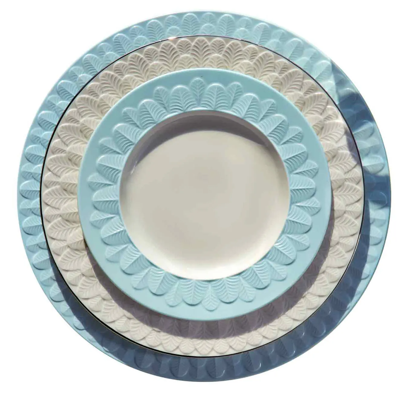 PIATTO FONDO CON BORDO A PAVONE . AZZURRO #2