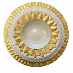 PIATTO FONDO CON BORDO A PAVONE - ORO #2