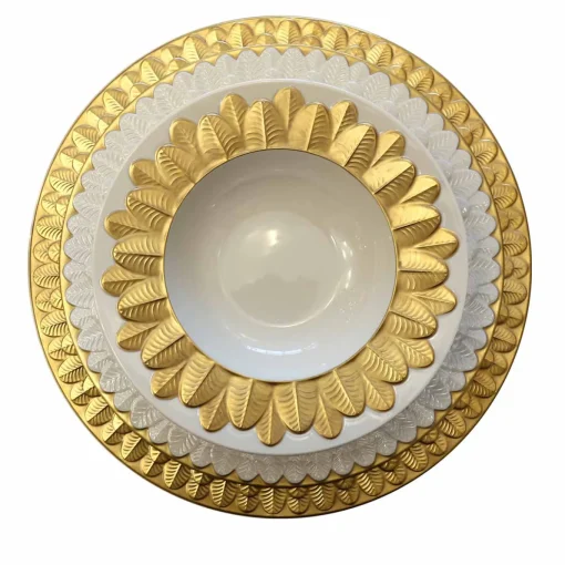PIATTO FONDO CON BORDO A PAVONE - ORO #2
