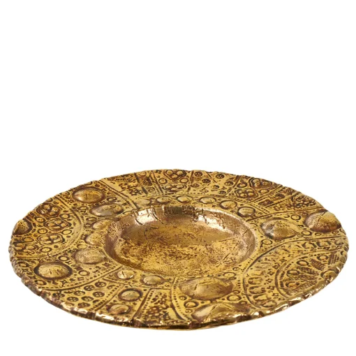 Piatto Grande Lys in ceramica oro di Gabriele Mengoni