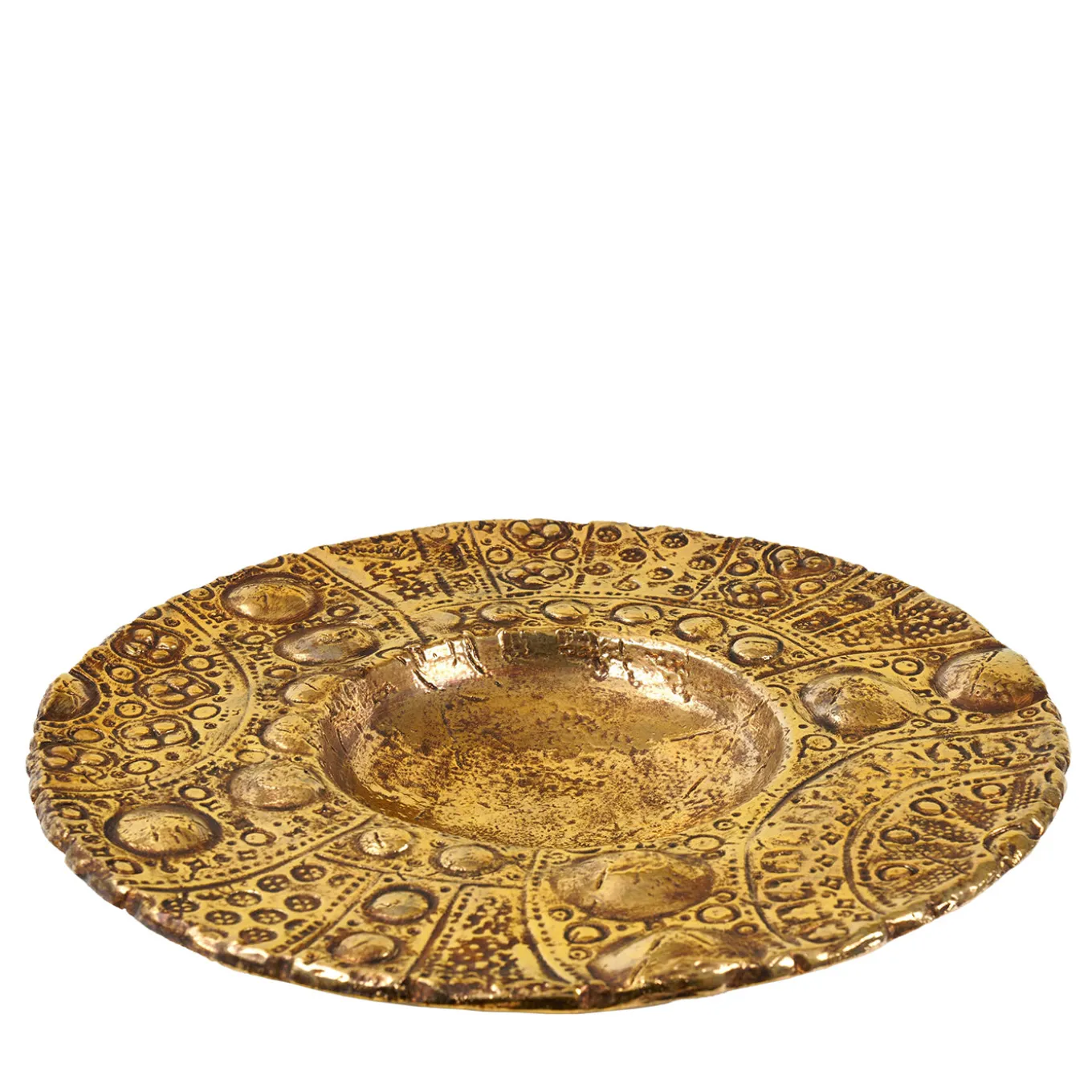 Piatto Grande Lys in ceramica oro di Gabriele Mengoni