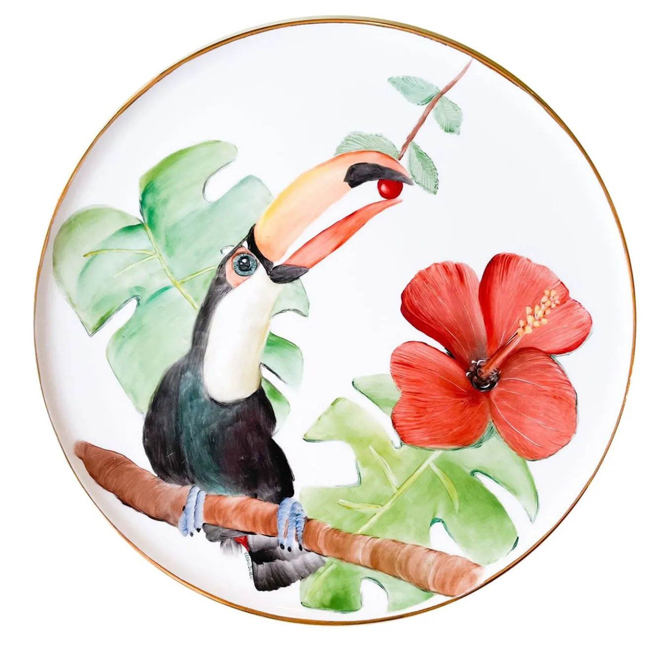 Piatto grande policromo Avis Tucano