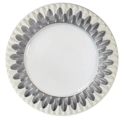PIATTO PIANO PAVONE - BIANCO E ARGENTO