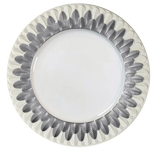 PIATTO PIANO PAVONE - BIANCO E ARGENTO