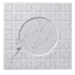 Piatto Q in marmo bianco di Carrara Roma